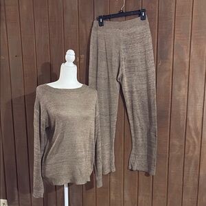 Women's Tan Knit Pantsuit